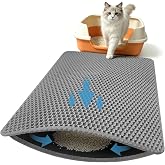 Xuanyaente Honeycomb Cat Litter Mat, Double Layer, 23.4"x14.7", Gray | Durable Cat litter box mat, ultra-soft BPA-free non-toxic EVA, non-slip urine-proof base, easy-clean, washable, traps litter