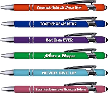 Tennessee Volunteers Soft Touch Pens – 6-Pack, Metal Barrel With Stylus, Comfort Grip, Black Ink, NCAA Licensed
