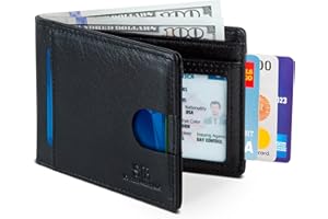SERMAN BRANDS RFID Blocking Slim Bifold Genuine Leather Thin Minimalist Front Pocket Wallets for Men Billfold Wallet Men Gift