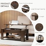 Yaheetech Lift Up Coffee Table Espresso with Hidden Storage Drawer Open Shelf view 5