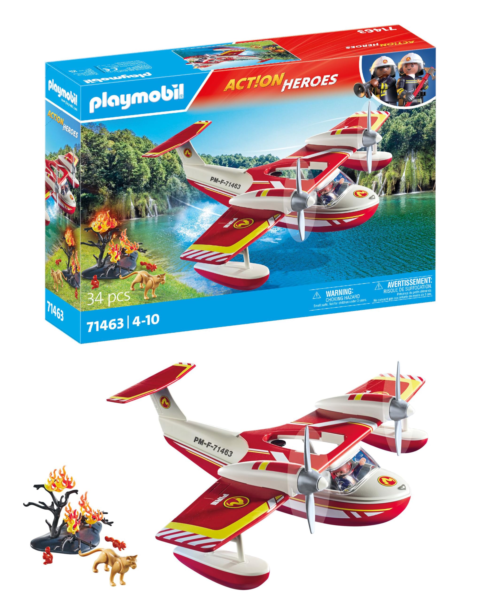 Playmobil 71463 Action Heroes: Firefighting Seaplane with Extinguishing Function, heroic rescue missions, with a firefighter, imaginative role-play, detailed play sets suitable for children ages 4+ — image 1