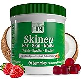 Health Thru Nutrition Skineu Hair, Skin & Nails+ Gummies | Biotin 5000mcg, Hyaluronic Acid, Retinyl Palmitate | Beauty Support - Strength & Hydration | Strawberry Piña Colada Flavor | 60 Gummies