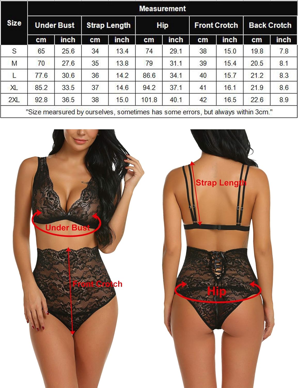 Avidlove Sexy Lingerie for Women High Waist Bra and Panty Set Strappy Babydoll Bodysuit | 