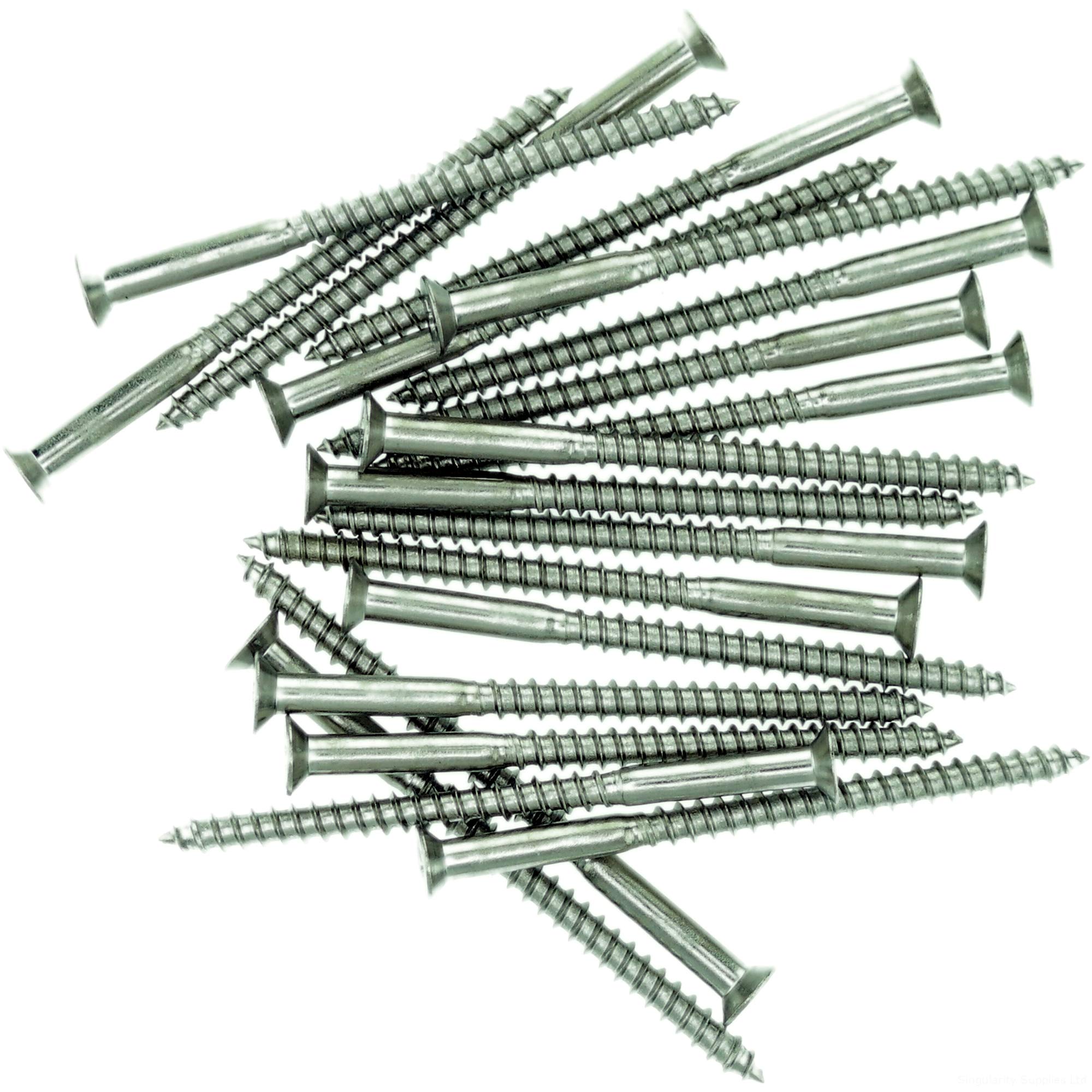 No.10 x 1.58 (5.0mm x 40mm) Pozi Countersunk Wood Screw - Stainless Steel (A2) (Pack of 20)