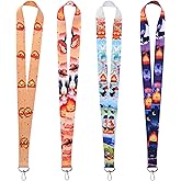 Pounchi Cute Calcifer Lanyard (4 Pcs) for ID Badge Holder Keys Wallet, Anime Lanyards for Teens Kids School Office Party Supplies Gifts