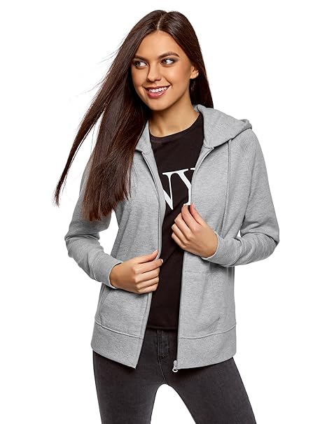 oodji Ultra Damen Kapuzenshirt mit Seitentaschen