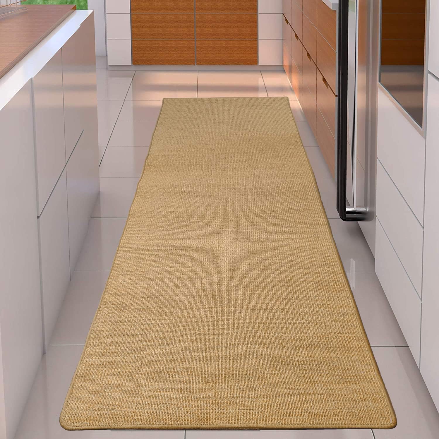 tonchean 100% Natural Sisal Rug 2.7x10 FT Area Rugs Fiber Handmade Woven Carpet Pad Non Slip Carpet with Overlocking: Kitchen & Dining