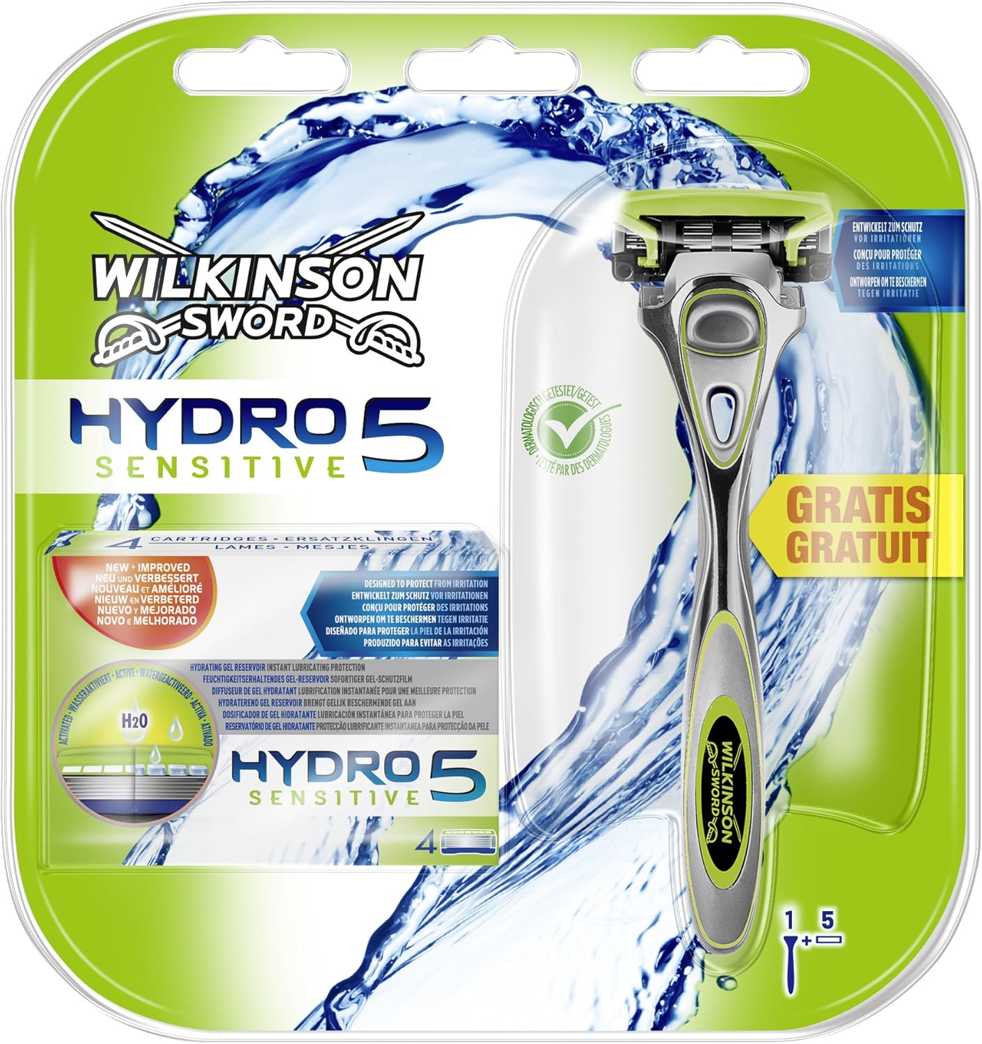 Wilkinson Sword Hydro 5 Sensitive Razor Blades Starter Pack for Men