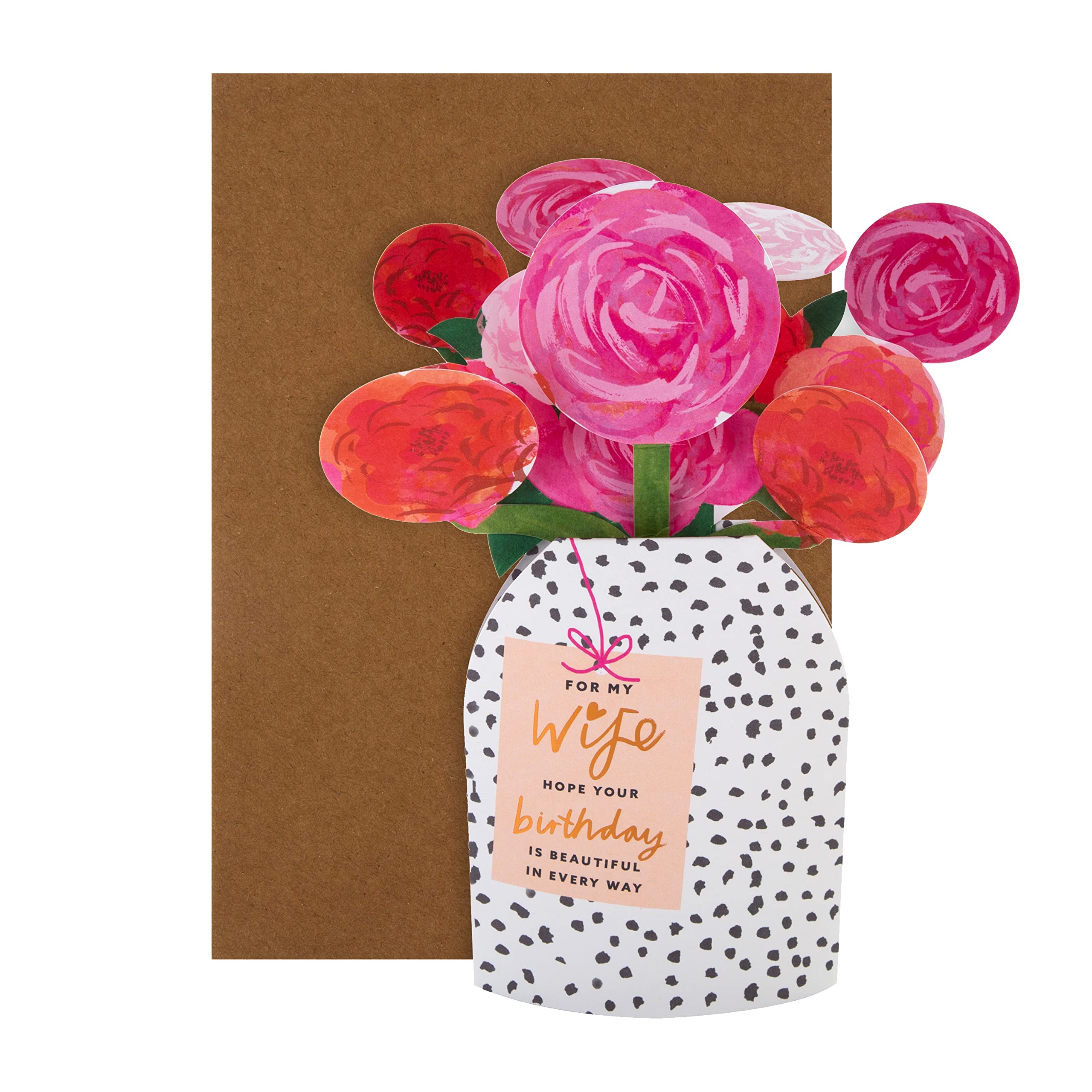Hallmark 3D Birthday Card for Wife - Vase of Flowers Design