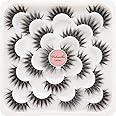 Veleasha Lashes 10 Pairs Natural Fluffy False Eyelashes Soft Wispy Lashes 3D Faux Mink Lashes Pack (V06)