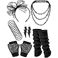 80S Fancy Dress Costume Accessories Headband Errings Fishnet Gloves Necklace Bracelt Leg Warmers Party Outfit Set