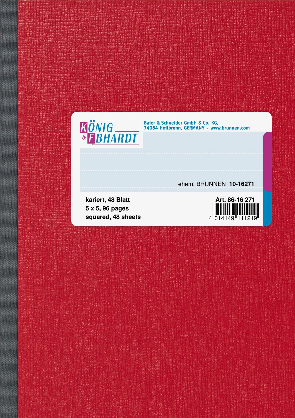 König & Ebhardt 8616271 Notebook, A6, Chequered, Red