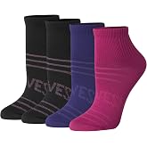 Hanes Women's Ankle Socks, 4 Pairs, Moves Seamless Stretch, Compression Arch, Stays Put, Seamless Toe