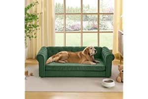 XOCN Dog Sofa Couch for Medium to Large Dogs, Memory Foam Dog Sofa Couch with Washable Fabric, Durable Elevated Pet Bed with Legs, Removable Cushion for Medium and Large Dogs, Green