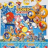Sonic The Hedgehog Birthday Party Kit - Complete Supplies for 10, Video Game Themed Decorations, Licensed Banner, Plates, Cups, Balloons, Games, and Favors for Kids' Celebration