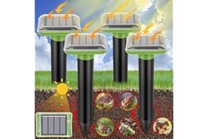 ENERJARY Ultrasonic Mole Repellent Outdoor Solar Power, 2024 Newest Mole Gopher Repellent for Garden and Yard, Waterproof Mole Killer Traps, Effectively Repels Snake Voles Gophers Groundhogs (Green-4P)