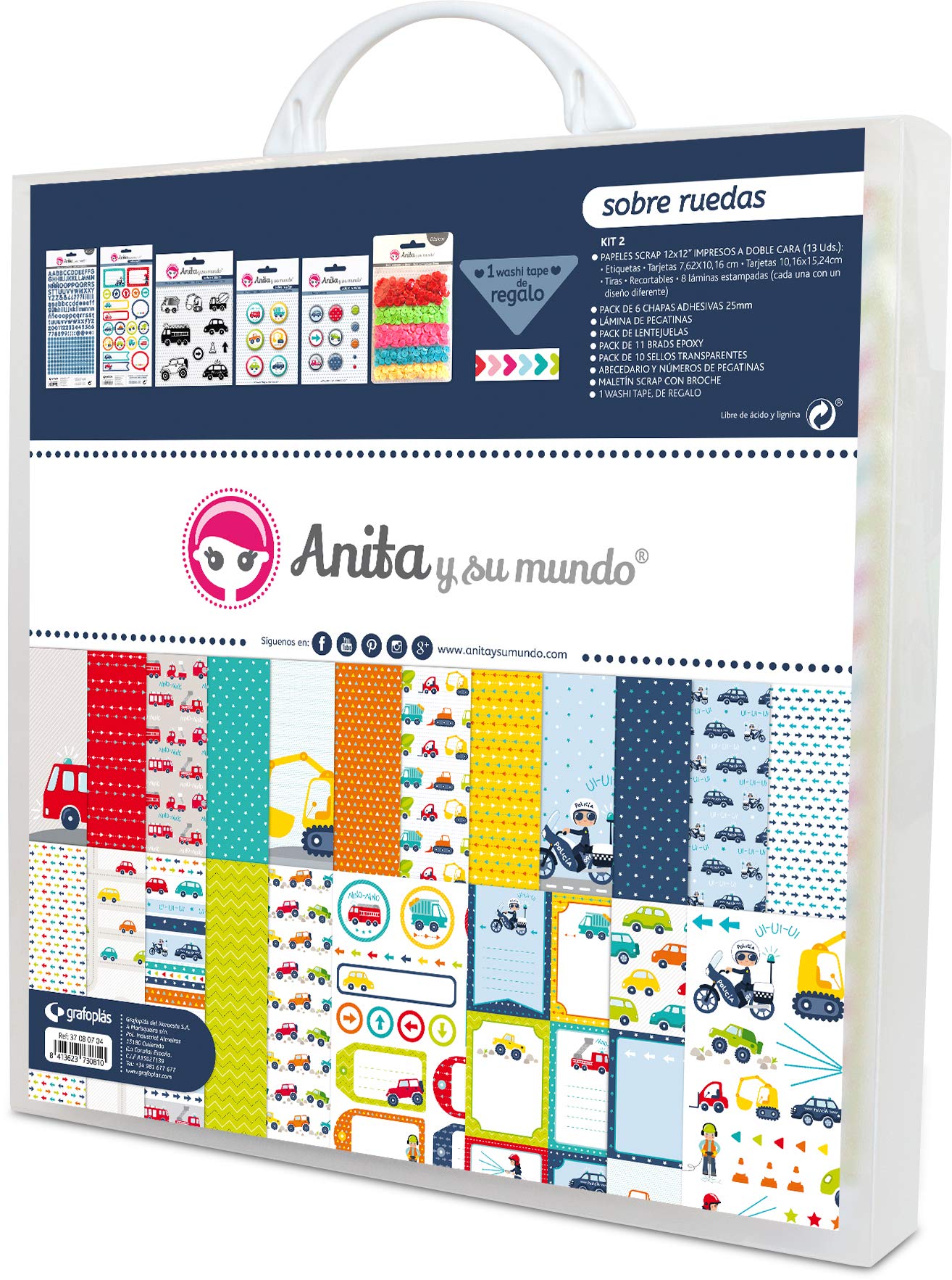 Anita y Su Mundo Scrapbooking kit (Papers, Stickers, Badges, brads Epoxy, Stamps, Alphabet Adhesive), Multicoloured, 30.5 x 30.5 cm