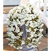 HyeFlora Bougainvillea Artificial Hanging Flowers Plants for Outdoors Decoration, 2pcs Faux Bougainvillea Vines White Fake Flowers Realistic UV Resistant Silk Flowers for Outside Planter Yard Gardens