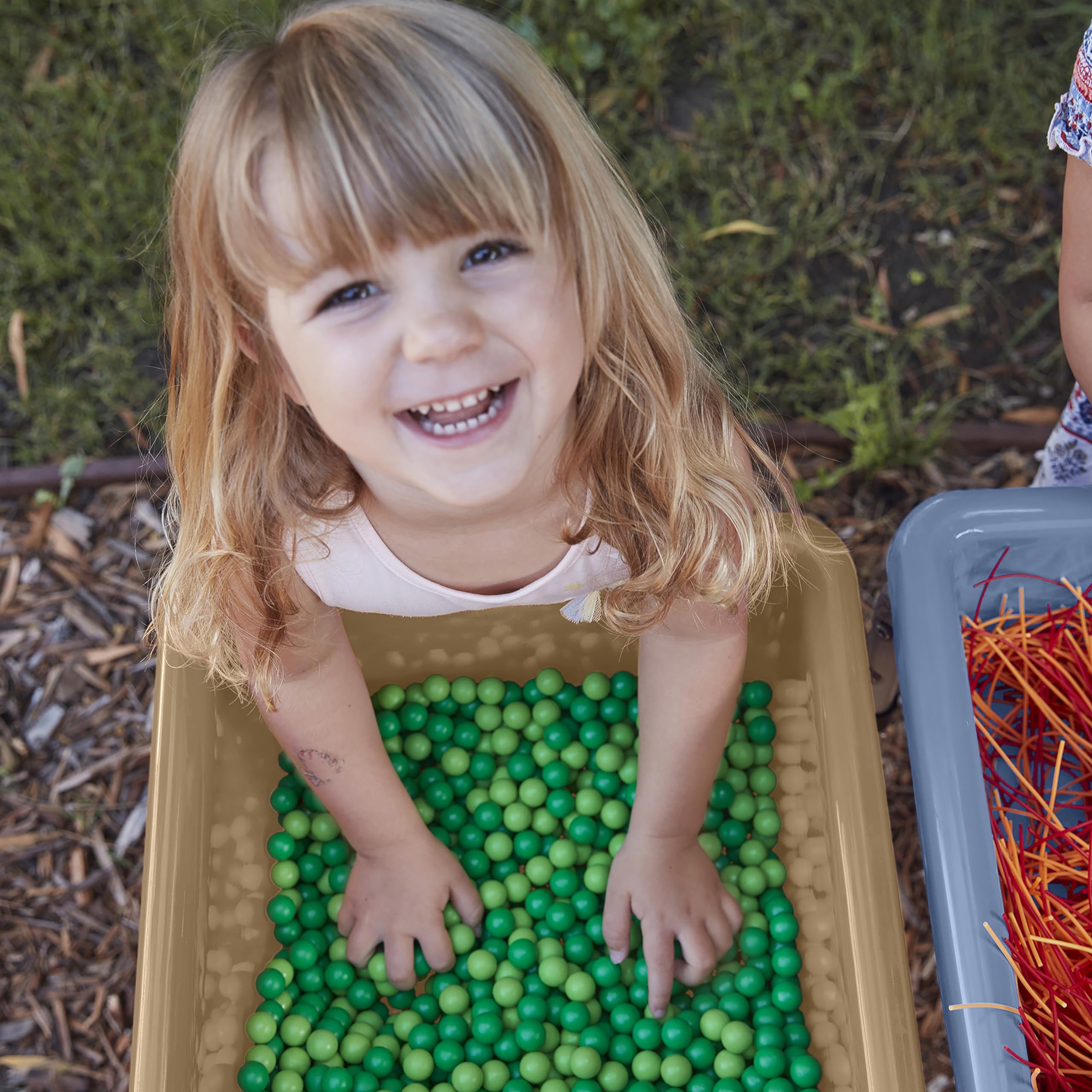 ECR4Kids 4-Station Sand and Water Adjustable Play Table, Sensory Bins, Sand/Powder Blue