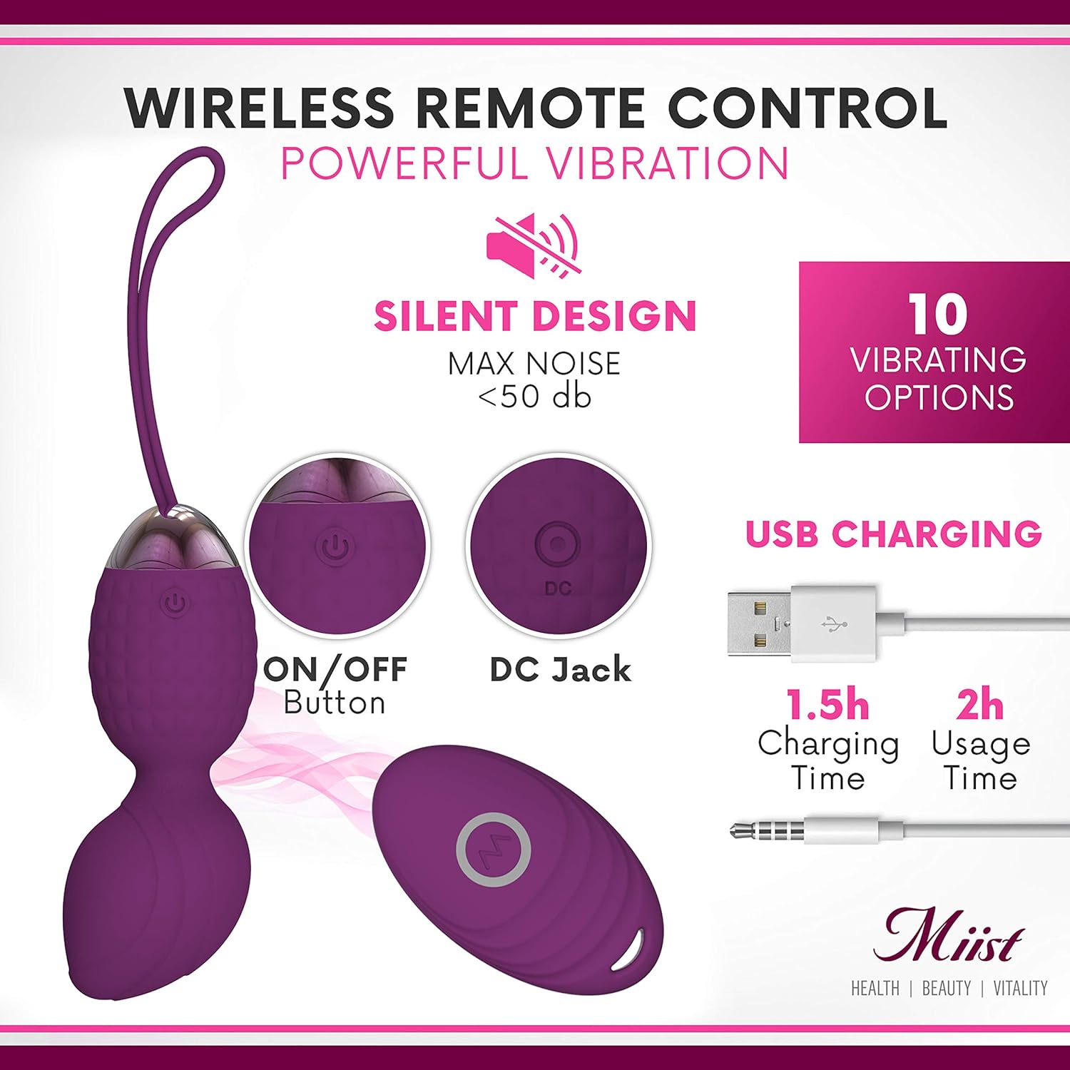 Kegel Balls for Women - Ben Wa Weight Balls for Exercise- 2-in-1 Pelvic Exercise Ball- Bladder Control & Pelvic Floor Strengthening Device -100% Silicone (New) (Purple): Health & Personal Care