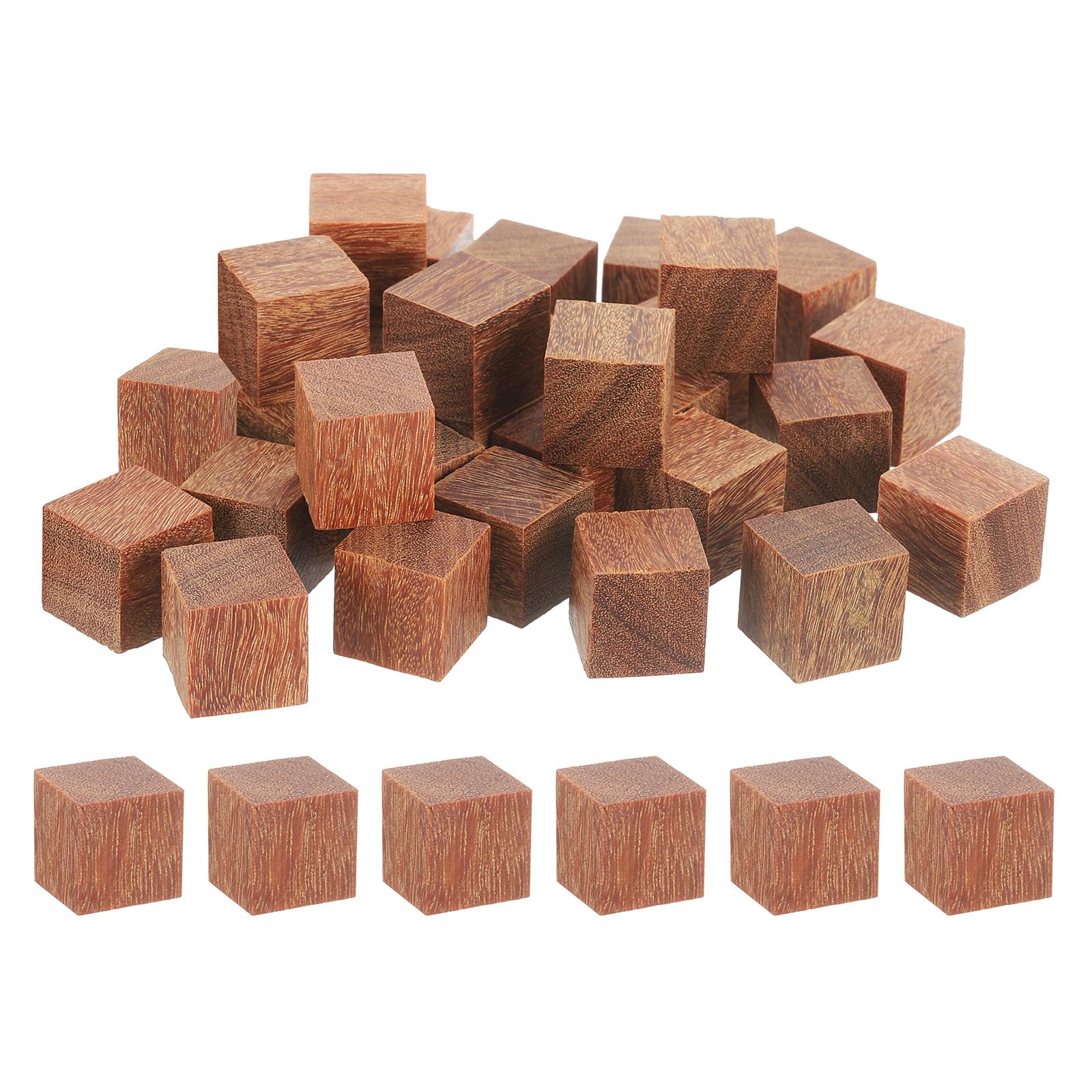 sourcing map 25 Pcs Wooden Blocks, 0.78 Inch Unfinished Wooden Blocks for Crafts Small Blank Wooden Blocks Wood Square Blocks for Arts Crafts and DIY Decor, Golden Sandalwood