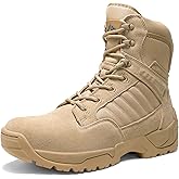 NORTIV 8 Men's Side Zipper Military Tactical Work Boots Leather Motorcycle Combat Boots