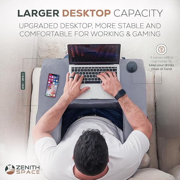 ZENITH SPACE – READING PILLOW FOR LAP TO IMPROVE YOUR READING EXPERIENCE – MEMORY FOAM ADULT GAMING PILLOW FOR BED WITH CUP HOLDER – ALLOW 24–72 HRS TO FULLY EXPAND – MAXIMIZING YOUR COMFORT