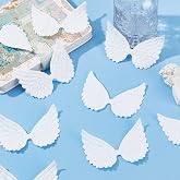 GORGECRAFT 40Pcs Glitter Angel Wings Fabric White Embossed Mini Wings Patches Sequined Applique for DIY Crafts Bag Hair Costume Decoration Shirts Jeans Shoes Sewing Clothing Ornament Party Supplies