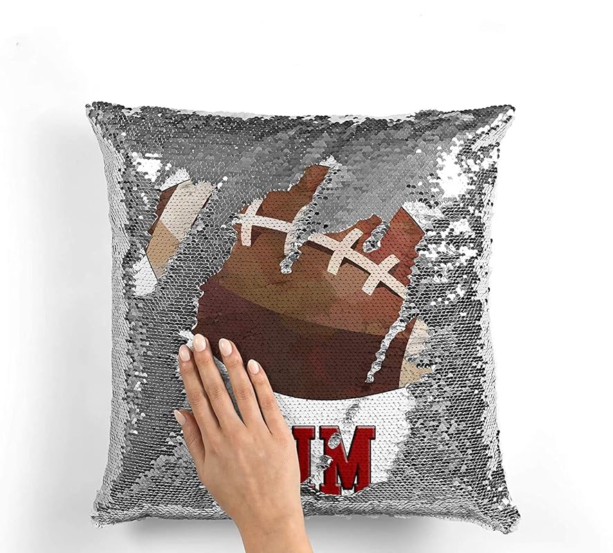 Personalized Sequin Football Pillow Sports Pillow