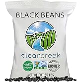 CLEAR CREEK Washington State Grown Black Beans | 25 lb Bag | Non-GMO | Vegan | Kosher | Non-Irradiated | Dry Black Beans | Frijoles Negros