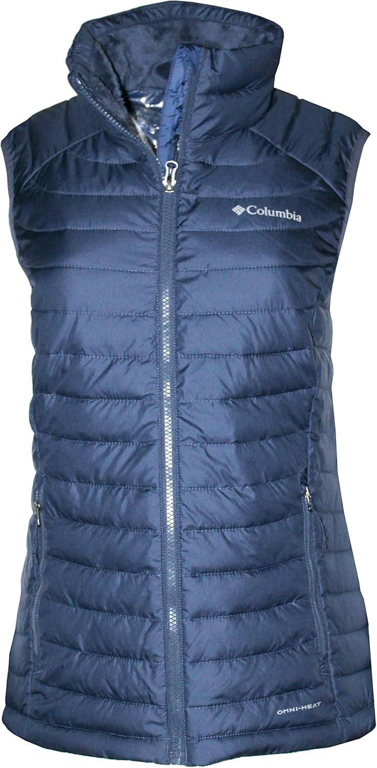 columbia women's white out puffer omni heat full zip insulated vest
