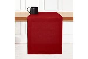 D'Moksha Homes Linen Table Runner 14 x 84 Inch - 100% Pure Linen Red Table Runner - Machine Washable Farmhouse Table Runner for Fall, Christmas Decor