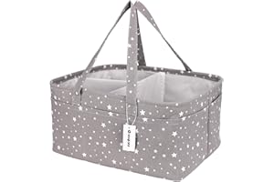 QIANBIRD Baby Diaper Caddy Organizer- Extra Large Portable Diaper Basket with Removable Divider, Multi-Use Nursery Organizer for Diapers,Wipes,Baby Essential-Perfect Baby Basket bag Registry Must Have