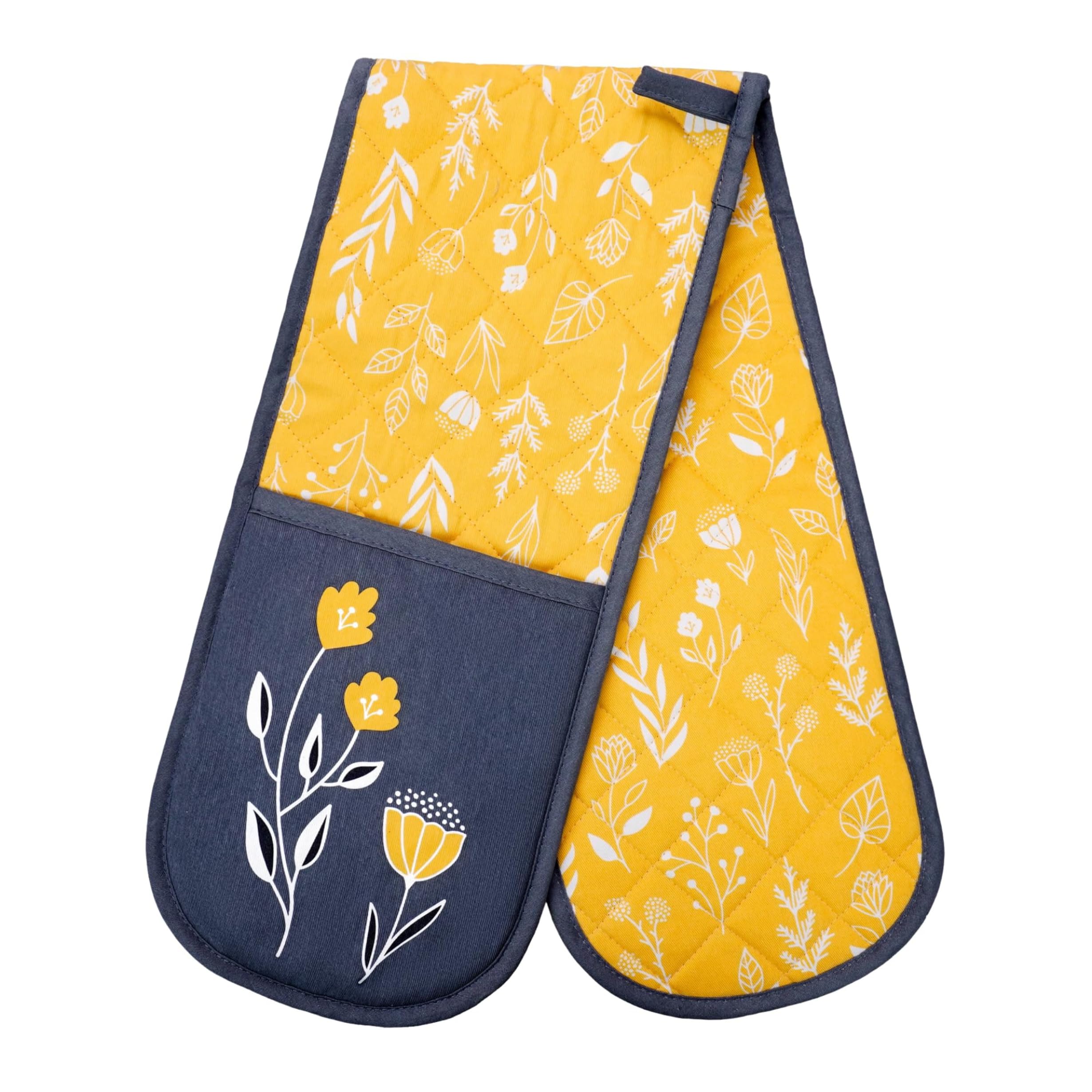 SiXsigma Sports Double Oven Gloves Heat Resistant Oven Mitts - Heavy Duty Potholders Novelty Home And Kitchen Gloves For Cooking & Baking - Ideal For Women & Men (Mustard)