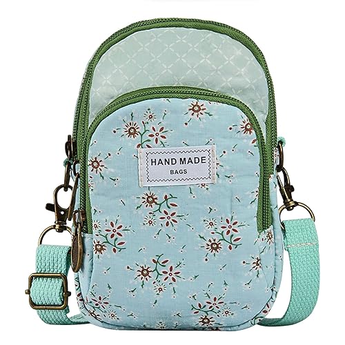 Techcircle Small Cell Phone Purse, Canvas Floral Crossbody Bag Zip
