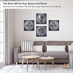 4 Piece Set Bedroom Wall Decor Love Heart Gray 3D