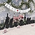 Large Mr & Mrs Sign & Just Married Banner Wedding Table Decorations, Sweetheart & Head Table Decorations for Anniversary Party, Photo Props (Black Wooden)
