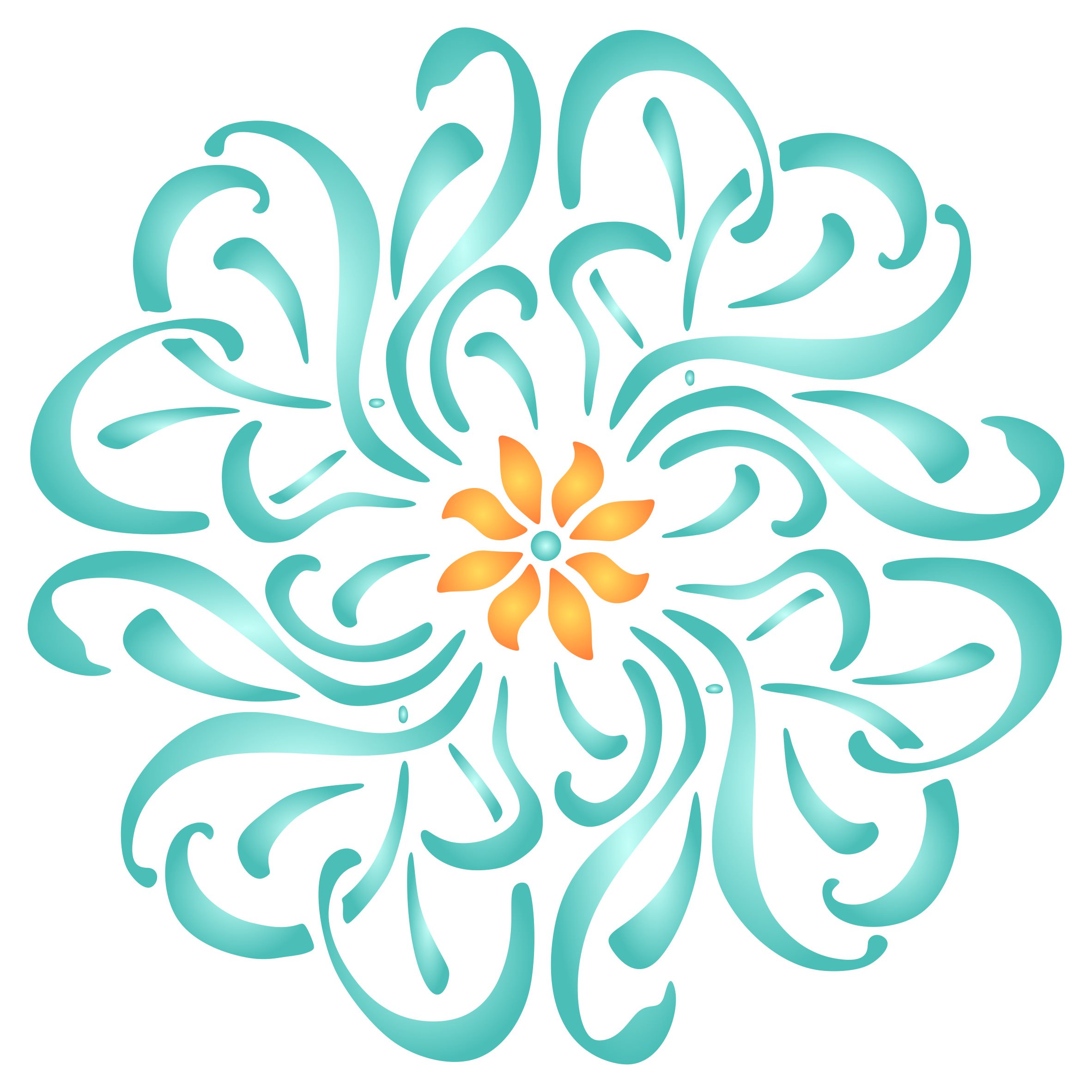 Flower Mandala Stencil - 35.5 x 35.5cm (L) - Reusable Floral Flowers Flora Plants Wall Stencil Template