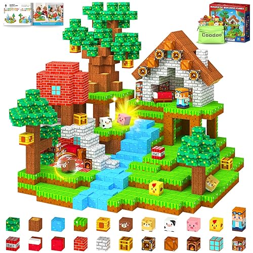 Coodoo Magnetic Blocks, Magnet Tiles Building Blocks STEM Montessori Toddler Kids Toys for Boys Girls Ages 3+, Educational Construction Outdoor Toys, Classroom Must Have Learning Sensory Gifts