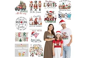 NANZHOO 12 Sheets Christmas DTF Transfers Ready to Press Iron on Transfers for T-Shirts,Xmas Iron on Patches Iron on Decals,Heat Transfer Vinyl Stickers for Christmas Shirt Clothes Bag Pillow christmas Crafts