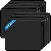 ddseexhe 12 Pack Mouse Pad,Computer Mouse Pads with Non-Slip Rubber Base,Washable Mousepad with Stitched Edge,Waterproof Mouse Pad for Computers,Laptop,PC,Office & Home,Black,10.2x8.2 Inch