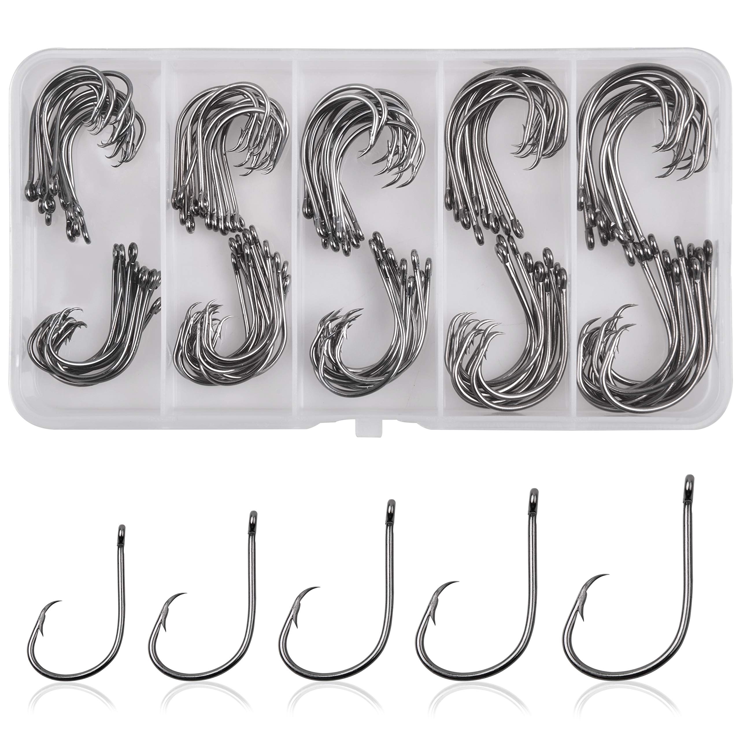 Saltwater Circle Hooks Inline Octopus Barbed High Carbon Wire Sizes 1/0-6/0  | eBay