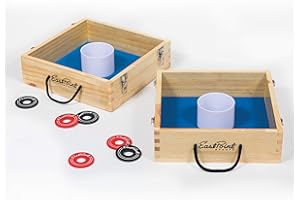 EastPoint Sports Wooden Washer Toss Outdoor Game with 6 Washers and Carry Handle for Beach, Lawn, Backyard, or Tailgate