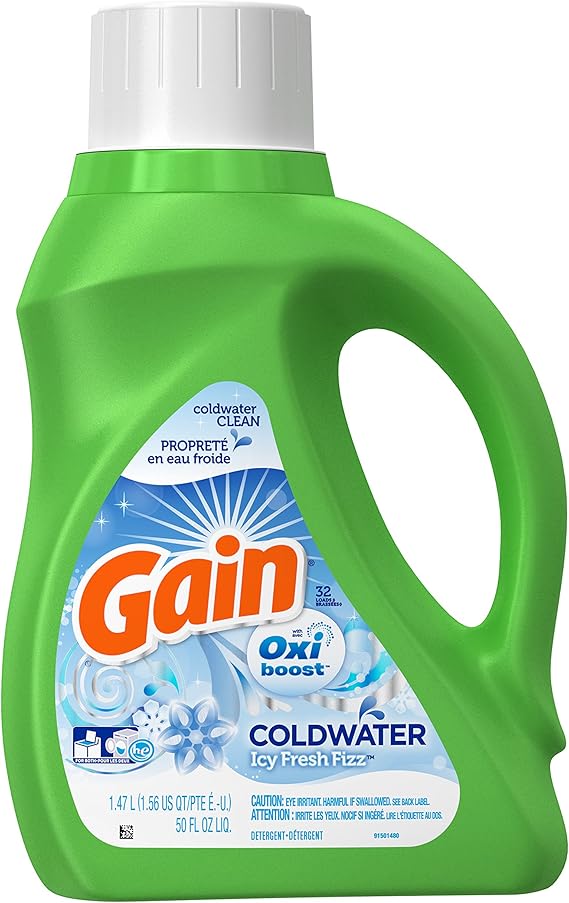 Gain Liquid Laundry Detergent With Oxi Boost, Icy Fresh Fizz Scent, 1.