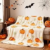 JIX SDFFAY Fleece Throw Blanket Pumpkin 51x40 Inch Soft Lightweight Throw Bedding Cute Halloween Print for Couch, Sofa, Bed, Holiday Decor & Gift, Machine Washable