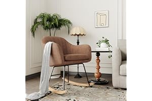 TIOUTBOT Nursery Rocking Chair, Upholstered Glider Rocker with Cozy Cushion Armchair, Modern Rocking Accent Chairs with Rubber Wood Leg Hold UP to 350LB for Nursery, Living Room, Bedroom, Offices, Brown