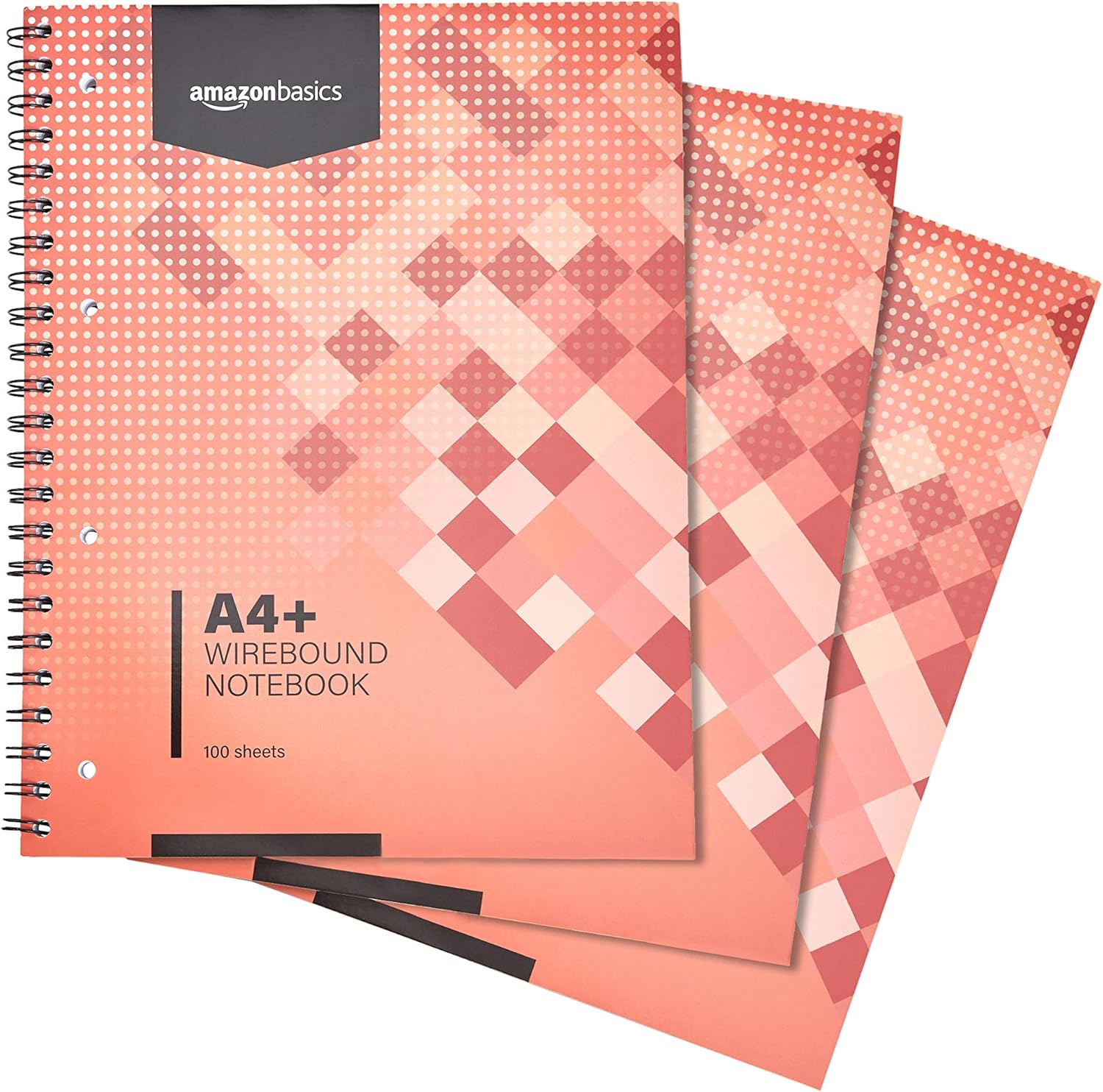 AmazonBasics Wirebound Notebook, 200 Pages, A4+, 80 gsm, (3Pack