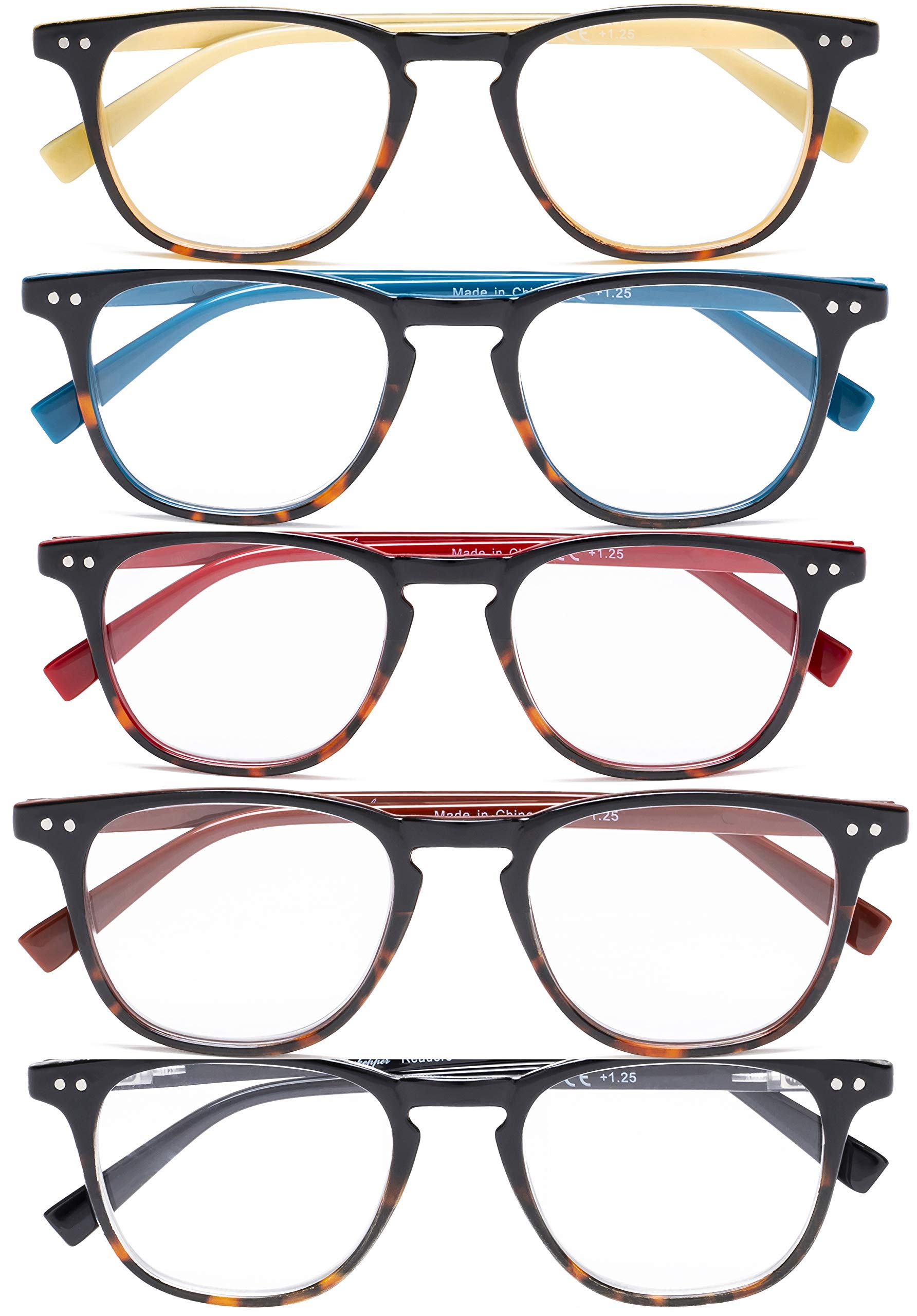 CessBlu Reading Glasses 5 Pairs Lightweight Comfort Reader Eyeglasses for Men Women Reading +4.0