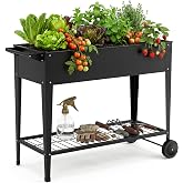 Raised Garden Bed with Legs Wheels, 32 in Tall Raised Garden Beds Outdoor | Galvanized Anti rust Steel Planter Box for Patio, Balcony, Backyard with 400LB Capacity Utopia Home