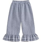 Toddler Baby Boy Girl Gingham Pants Retro Elastic Waist Checkered Plaid Long Pants Casual Sweatpants Bottoms